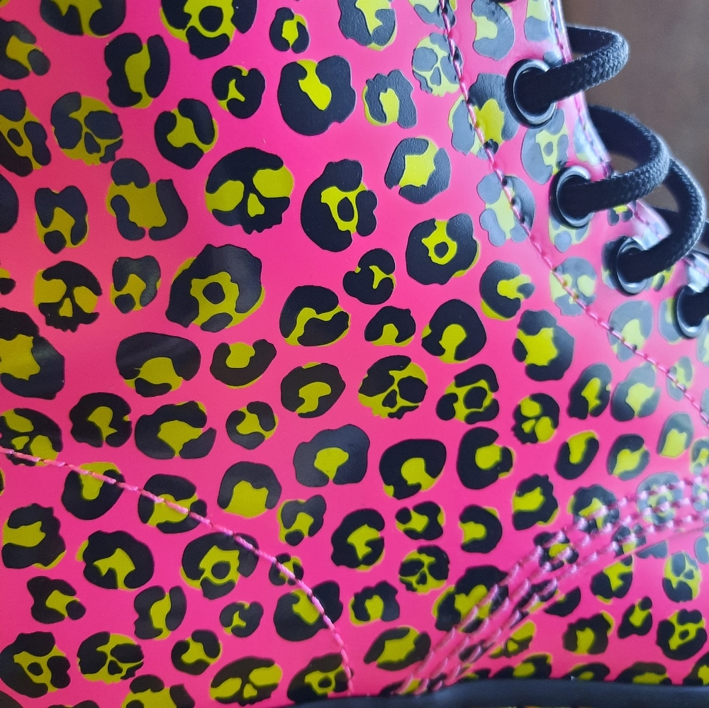 Dr. Martens Women's 1460 Leopard Smooth Leather Lace Up Boots - Pink - Picture 6 of 11